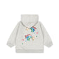 A light gray heathered hooded sweatshirt shown from the back, featuring two colorful sequined rainbows and stars on the back.