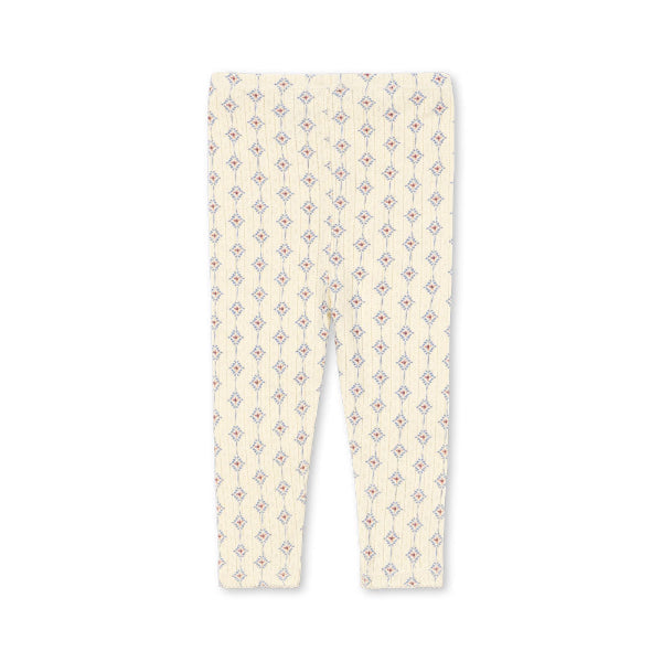 Girls White pants with a subtle pattern on a white background, Organic cotton