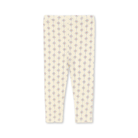 Girls White pants with a subtle pattern on a white background, Organic cotton