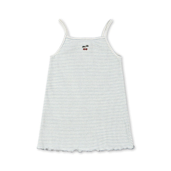 Girls  cotton Striped dress with thin straps on a white background