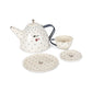 Ceramic teapot set with cherry design on a white background