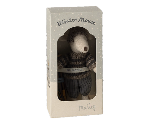 Winter mouse with ski set, Big Brother - Grey