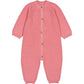 Pink baby onesie with buttons on a white background