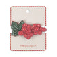 Red berry hair clip on a branded card with a white background