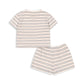 Striped t-shirt and shorts set on a white background