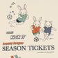 close up of Famo boys t-shirt Poster for bunny league season tickets with cartoon animals playing soccer.
