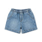 Boys organic cotton Blue denim shorts on a white background