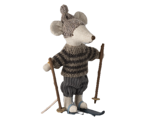 Winter mouse with ski set, Big Brother - Grey