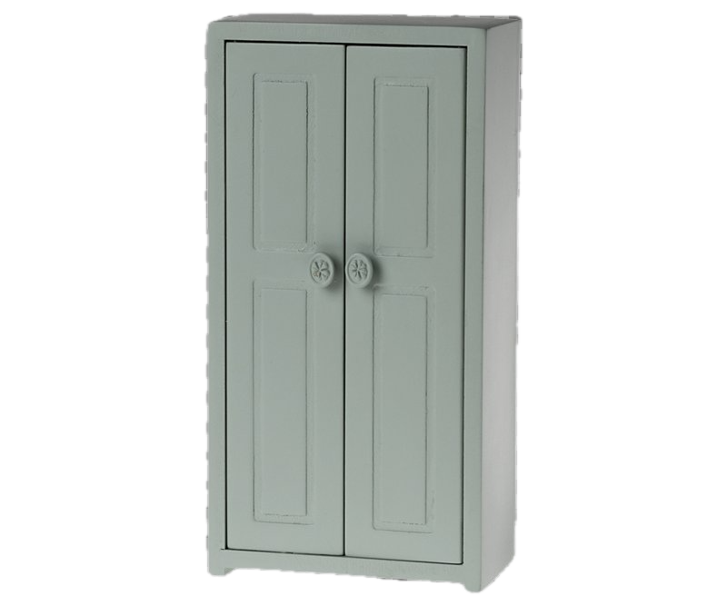 Gray cabinet with two doors on a white background