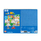Back of a toy packaging with colorful illustrations and text on a blue background