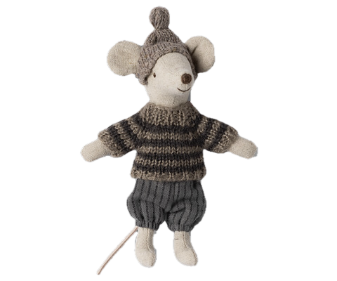 Winter mouse with ski set, Big Brother - Grey