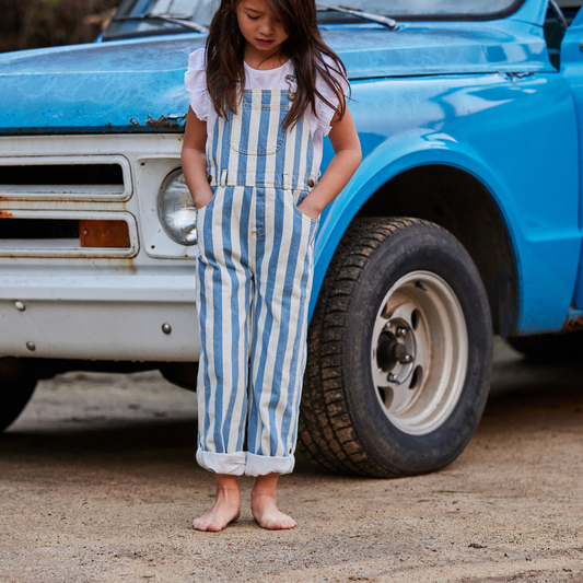 Classic Wide Stripe Dungarees - Blue: 2-3y