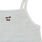 Girls Striped tank top with cherry embroidery on a white background