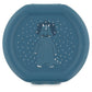Blue container lid with a dinosaur design on a white background