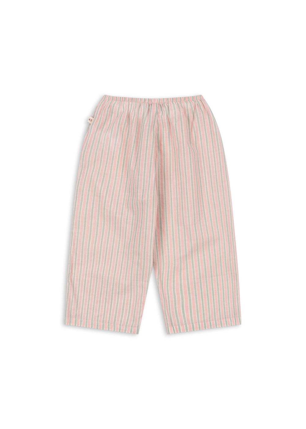 Pink and white striped pants on a white background