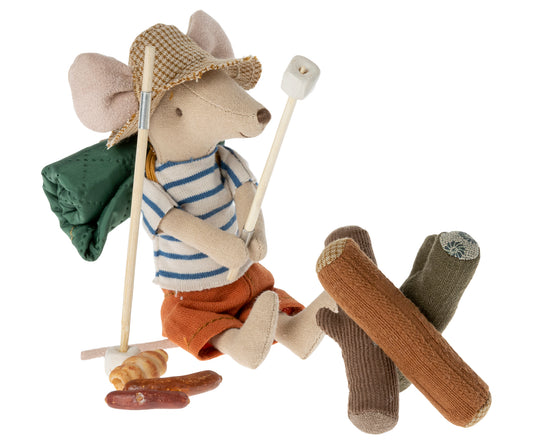 Big brother hiker mouse,comes with a sleeping bag and sun hat all ready for a day exploring