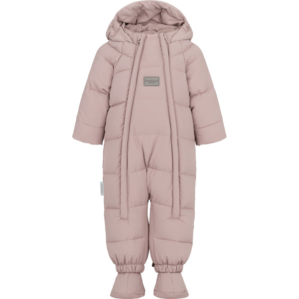 Warm pram suit for ababy girls with detacable feet. Sustainablly made eco friendly down filled