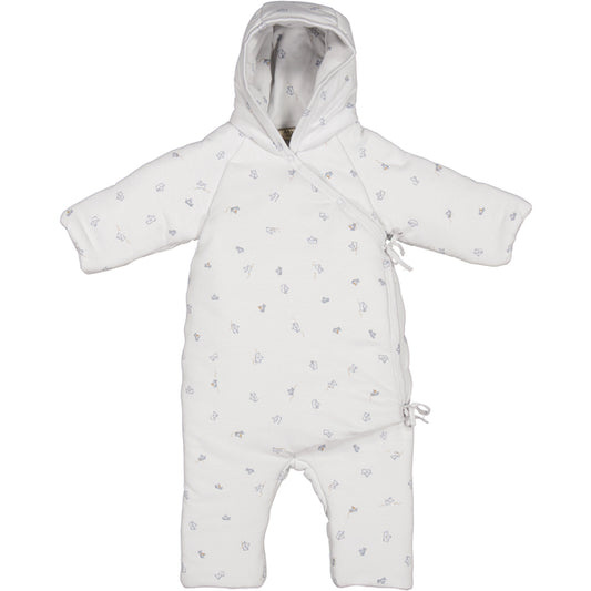 Mar Mar Copenhagen Rex romper to keep babies cosy and warm in the spring chills.polyester filling and wrap closure. The romper is closed with both snap bottons and ribbons. The openings at hands and feets can be fold over to keep the baby warm and cosy.polyester filling and wrap closure. The romper is closed with both snap bottons and ribbons. The openings at hands and feets can be fold over to keep the baby warm and cosy.