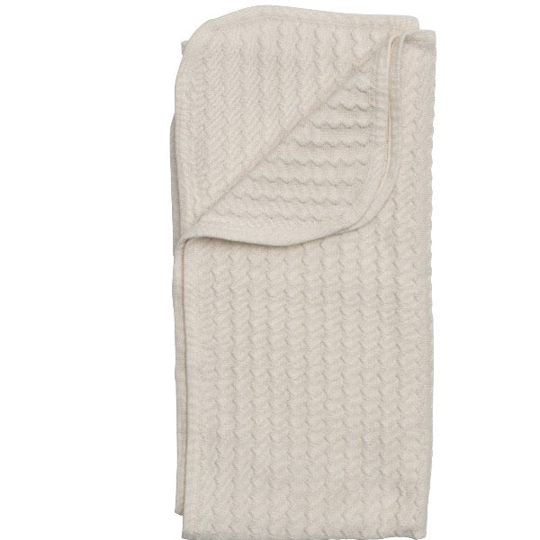 A beautiful sustainable baby blanket, in cream numeral colour, would make an ideal baby gift, by Serendipity Organics