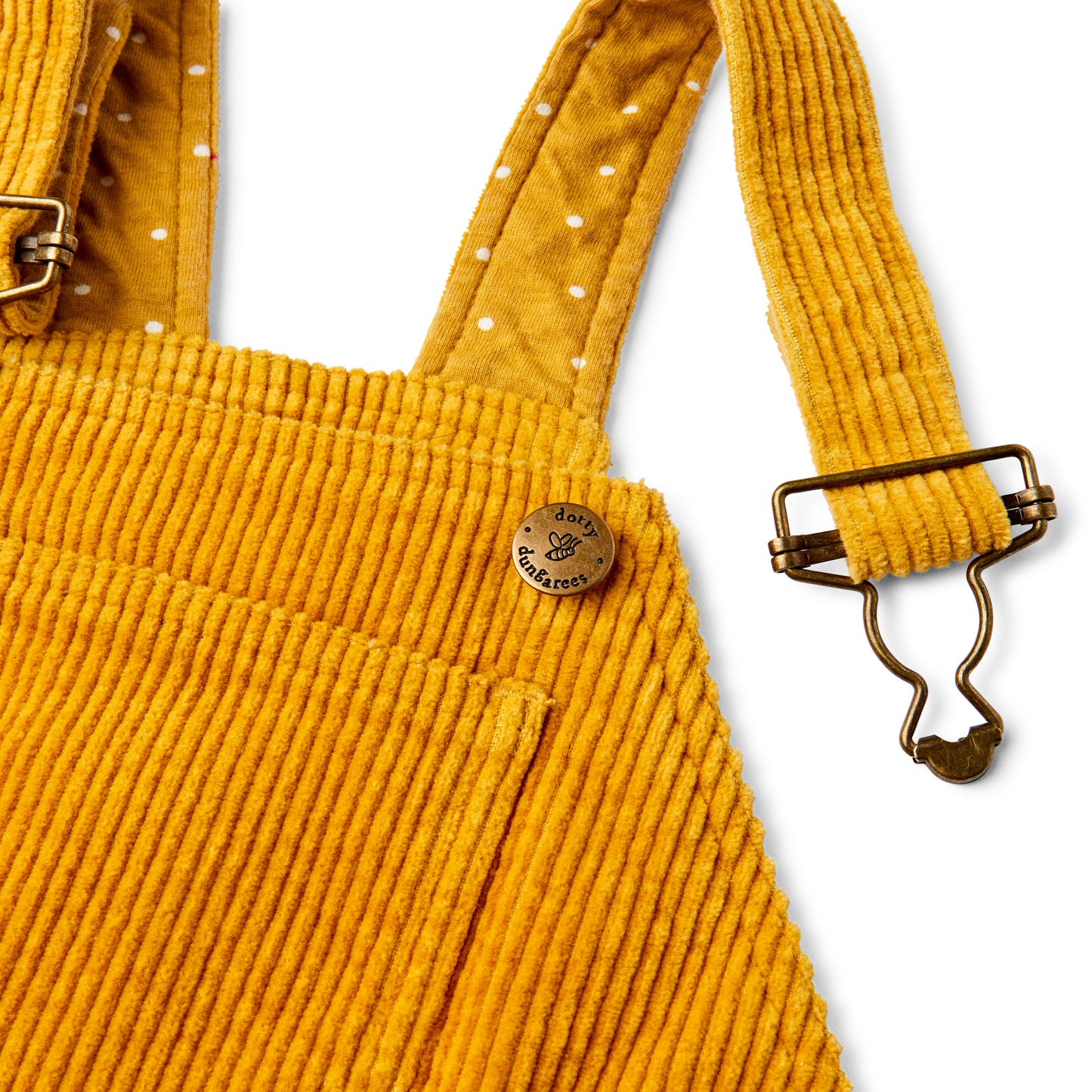 Dotty Dungarees – Ochre – Chord Dungarees