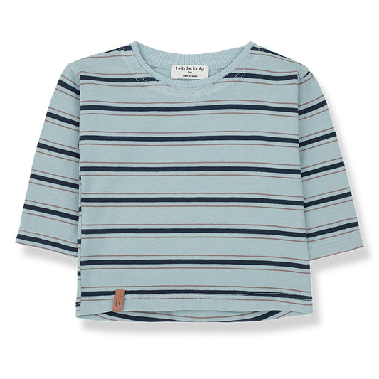 Boys long sleeve t-shirt from 1+ in the family available to buy on Sonny bear, blue and navy stripes