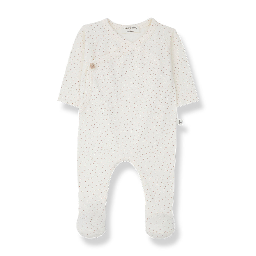 From 1 + in the family available to buy on Sonny Bear, a lovely soft cotton baby romper ecru colour  gender nuteral