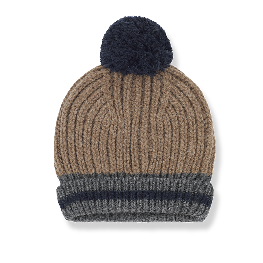 COSY WOOL HAT WITH BOBBLE ON TOP.Boys hat organic
