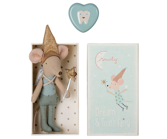 Maileg  tooth fairy mouse in a box, with  a littleholder to keep their tooth in