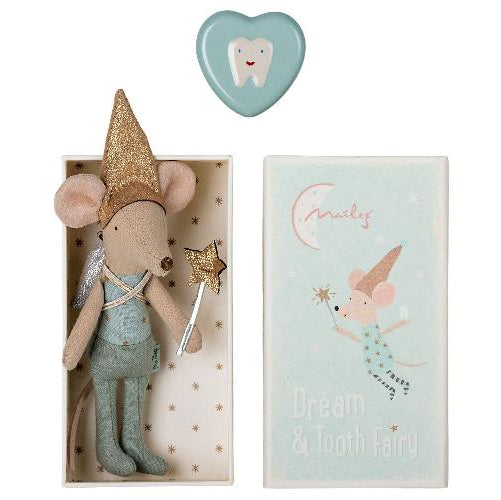 Maileg  tooth fairy mouse in a box, with  a littleholder to keep their tooth in